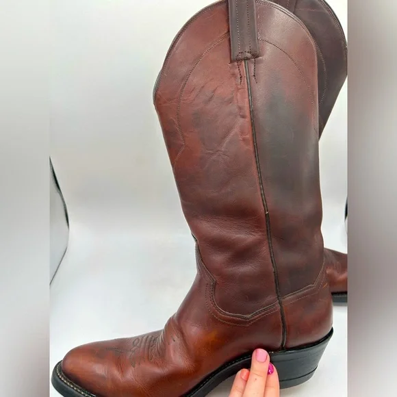 Vintage Men’s Panhandle Slim Brown Leather Cowboy Western Rancher Pull On Boots - Picture 7 of 14